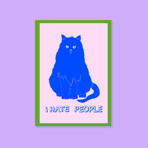 I HATE PEOPLE CAT GREETINGS CARD