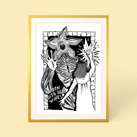 KAREN WITH HER WINE PRINT