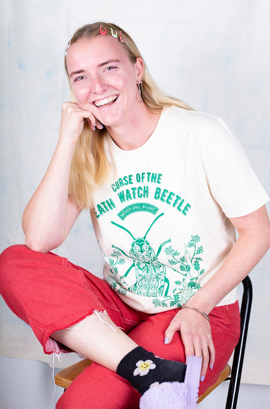 DEATH WATCH BEETLE T-SHIRT - LATTE - FOREST - SMALL