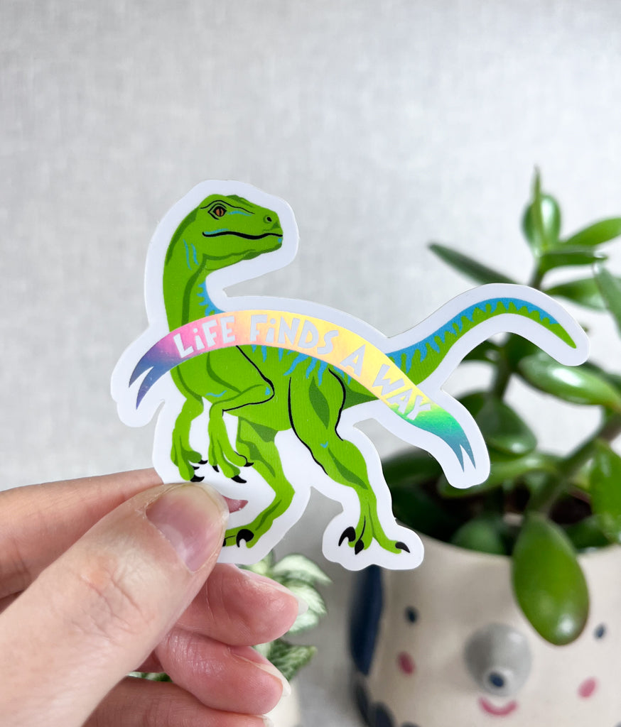 LIFE FINDS A WAY HOLOGRAPHIC VINYL STICKER