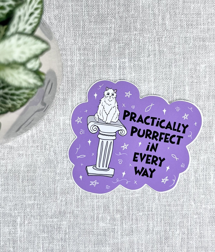 PRACTICALLY PURRFECT CAT VINYL STICKER