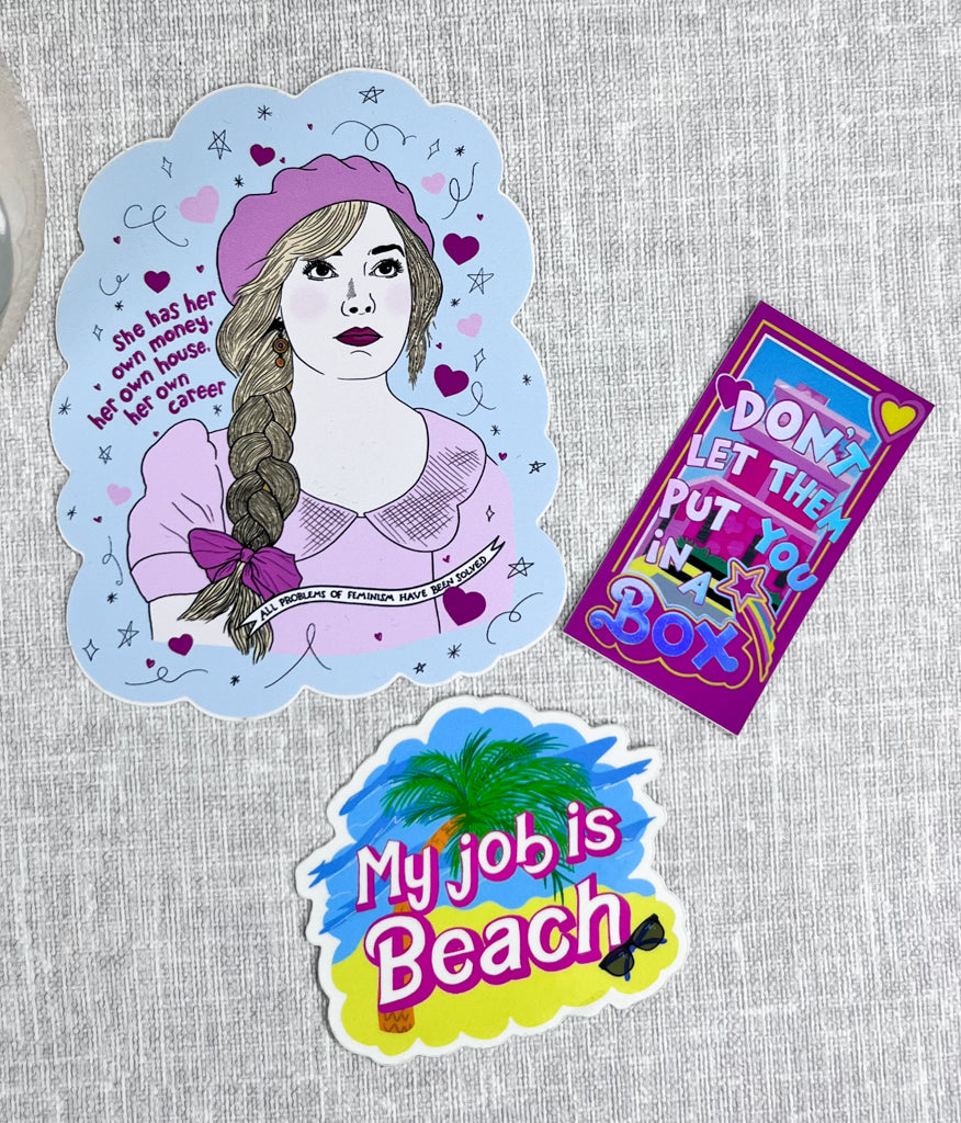 DONT LET THEM PUT YOU IN A BOX BARBIE STICKER