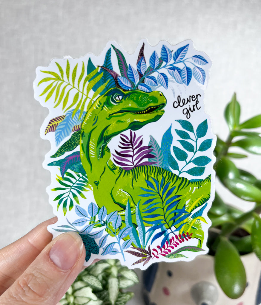 CLEVER GIRL DINOSAUR VINYL STICKER