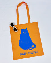 Load image into Gallery viewer, I HATE PEOPLE ORANGE CAT TOTE
